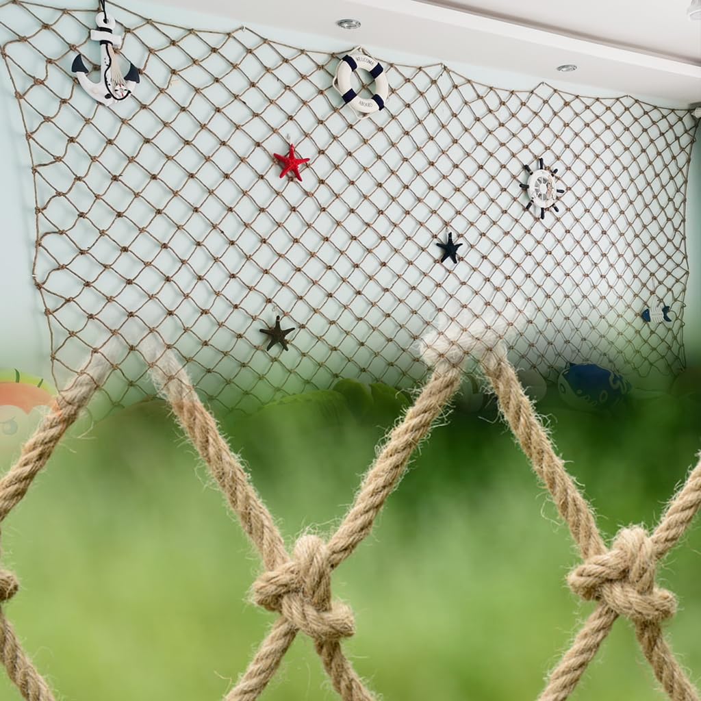 Vintage Jute Wall Decorative Net,Photo Wall Netting for Living Room Bar Garden Loft,Large Size Retro Decoration Hemp Rope Nets,Customizable Playset Net,Plant S(Size:1M×6M(3.3FT×19.7FT),Color:Jute)
