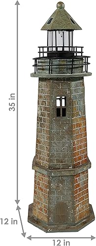 Miniatura 3 de Sunnydaze Estatua decorativa solar del jardín del faro de 35 pulgadas - Luz LED