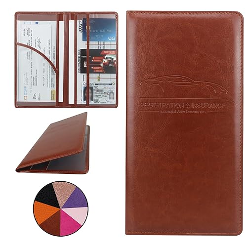 Car Registration and Insurance Holder, Premium Pu Leather Vehicle Glove