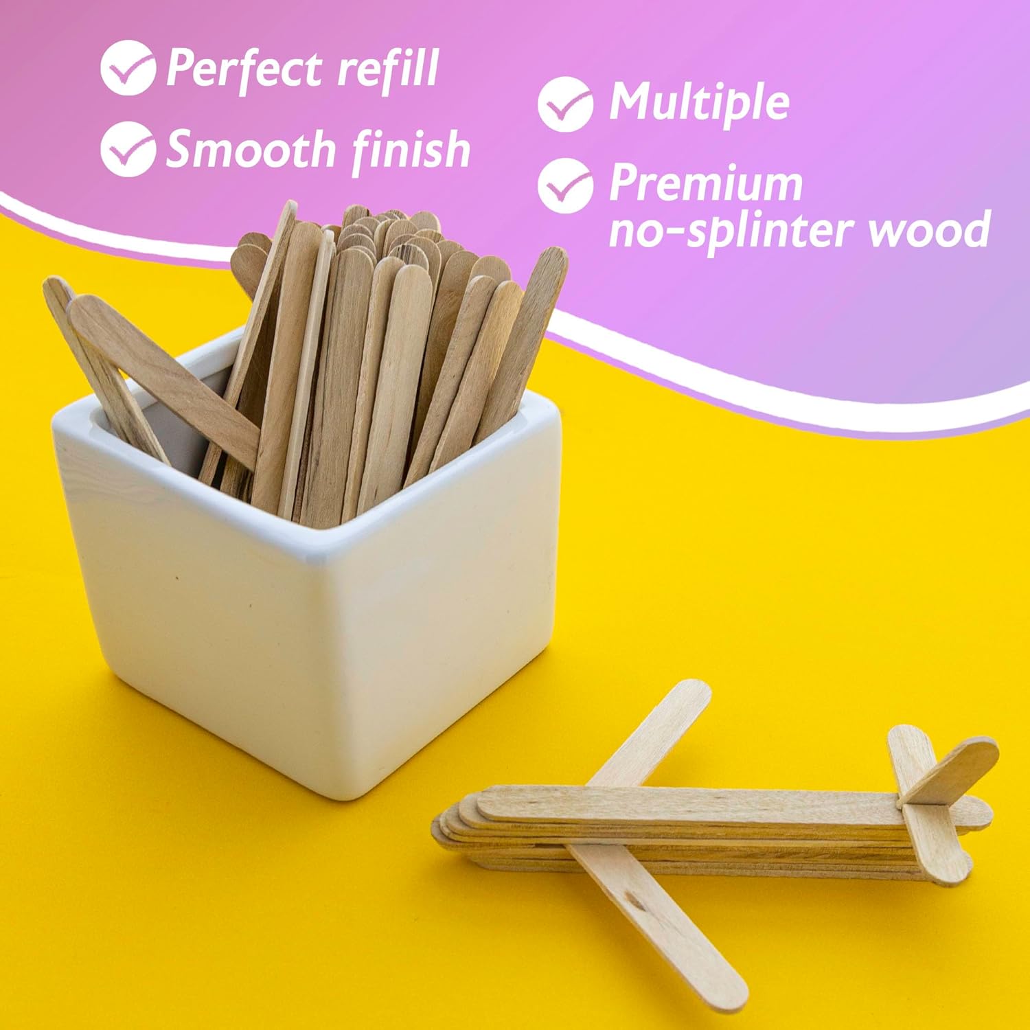 BAZIC Products Craft Sticks Natural Wood, Standard Size Ice Cream Popsicle Stick, Non Toxic Art Supplies for DIY Project Building Crafts (100/pack), 24-Packs