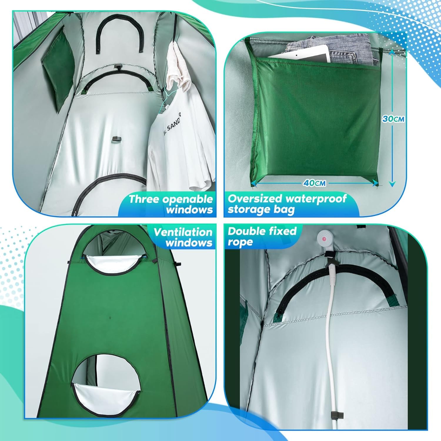 WONSEFOO Tente de Douche Pop-up Portable pour Toilettes privées | Protection UV et résistance à l'eau | Design Pop-up Pliable | 4 Personnes | Camping et randonnée