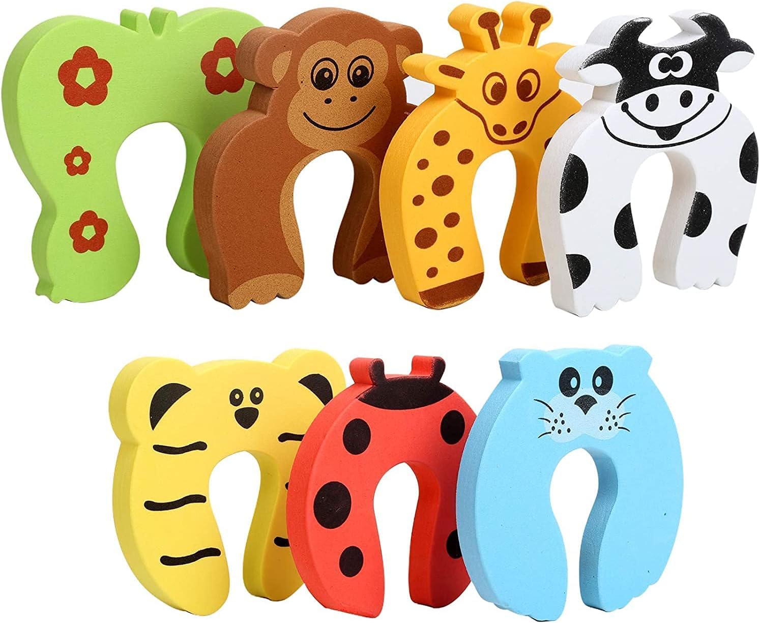 7Pcs Baby Safety Door Stop, Child Safety Door Guards, Animal Design Baby Finger Protector Prevent Finger Pinch Injuries, Slamming Door and Child Or Pet from Getting Locked in Room