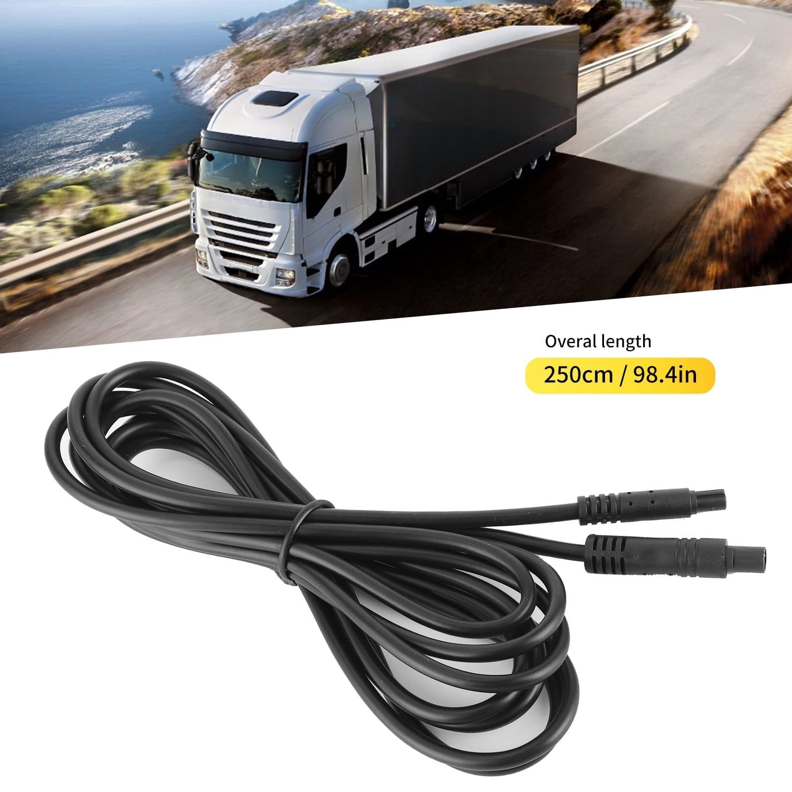 Ejoyous Kabel przedłużający do kamery cofania 2,5 m do 5 pinów, uniwersalny kabel do kamery cofania, zapasowy kabel do kamery samochodowej do kamery samochodowej 12 V, 24 V, Truck Van RV