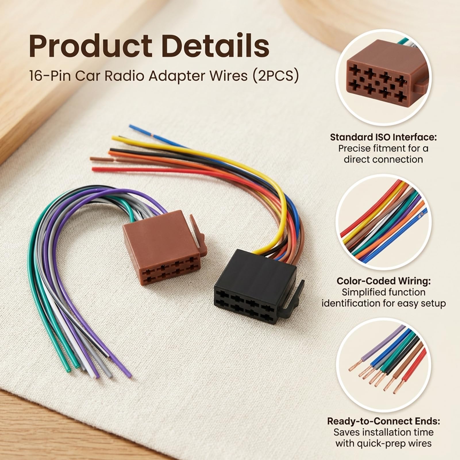 Autoradio Adapter,Radio Kabelbaum Adapter ISO Kompatibel mit Opel Ford Nachrüst, Auto Radio Kabel 2 x 8 Pin offenen Enden, Autoradio Kabelbaum Strom Lautsprecher, DIN ISO Stecker Universal