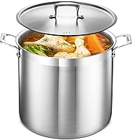 Vista 1 de Stainless Steel Stockpot with Lid 20 Quart, Durable 18/8 Stainless Steel, Impact-Bonded Base for Even Heating, Riveted Handles, Oven & All Stove