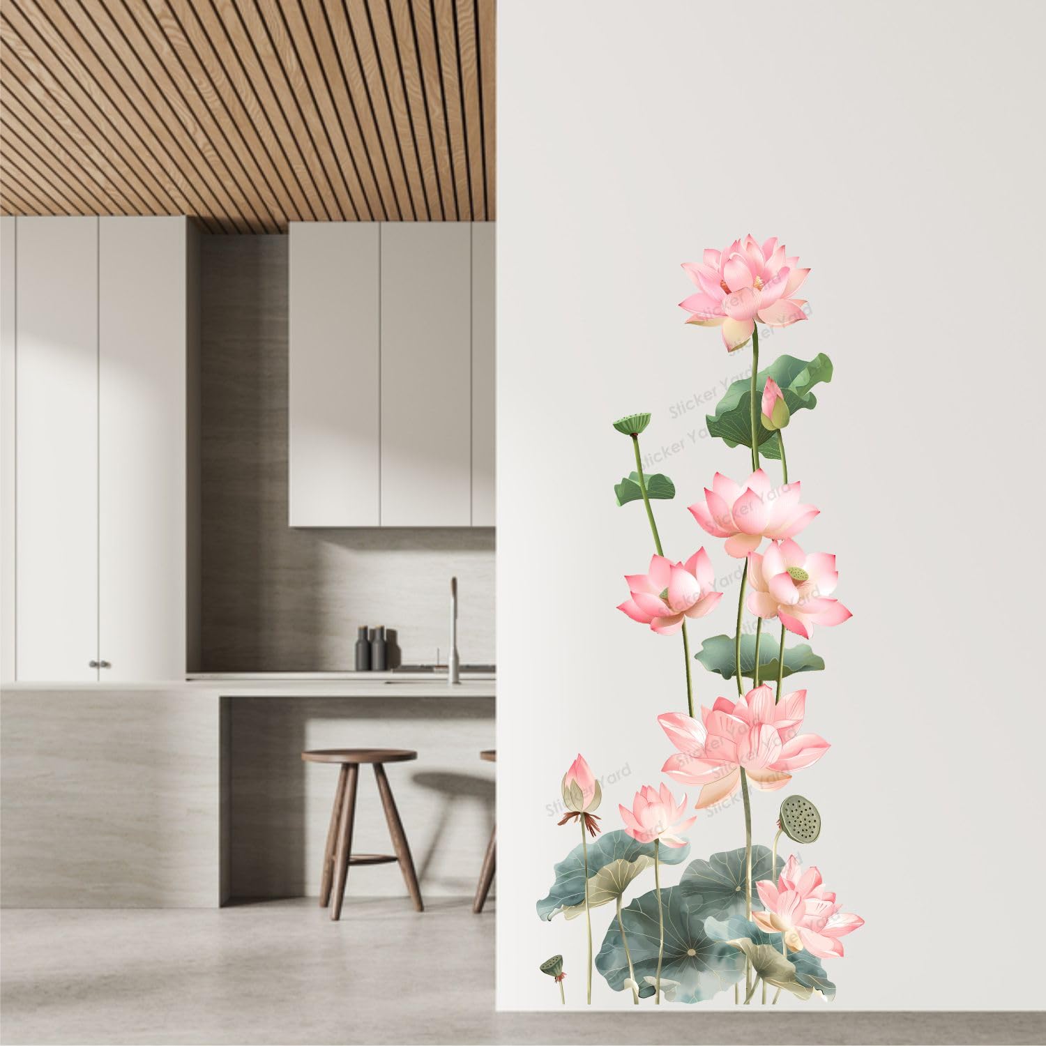 Sticker Yard PVC Vinyl Lotus Flower Floral Self-Adhesive Wall Sticker for Home Decor/Decoration - Living Room, Bedroom, Kids Room (Multicolor,Size 48X110CM)-image-41
