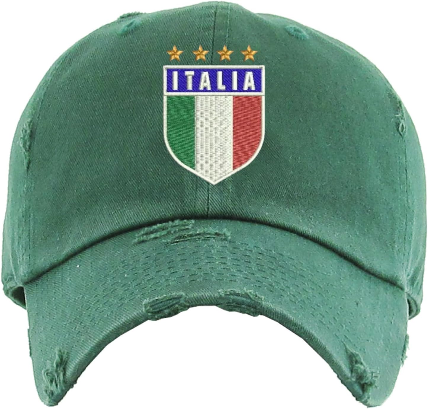 ALLNTRENDS Italia Soccer Italy Flag World Cup Distressed Embroidered Dad Hat