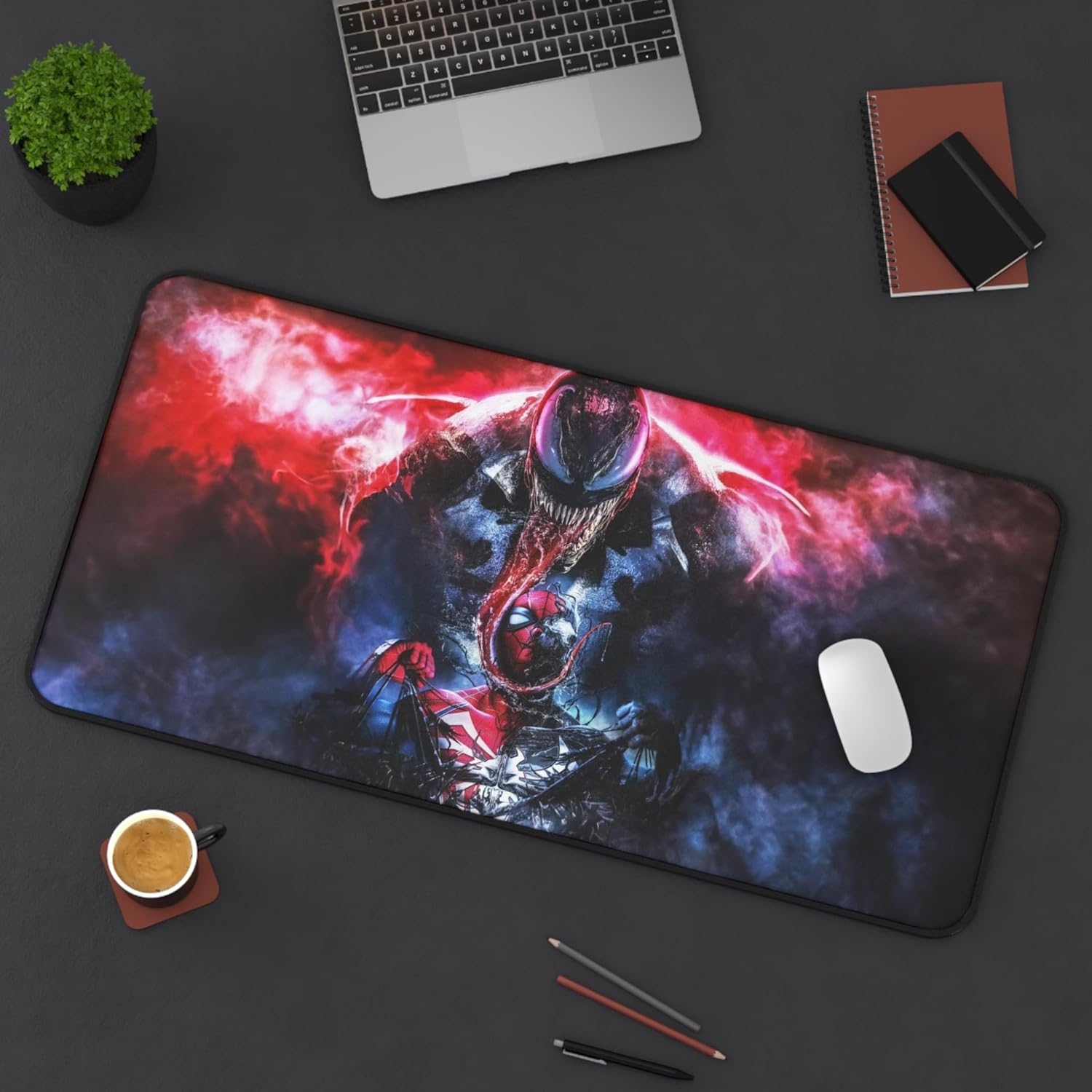 Spider Anime Man Withe Black Venom Mousepad/Deskmat (Large)