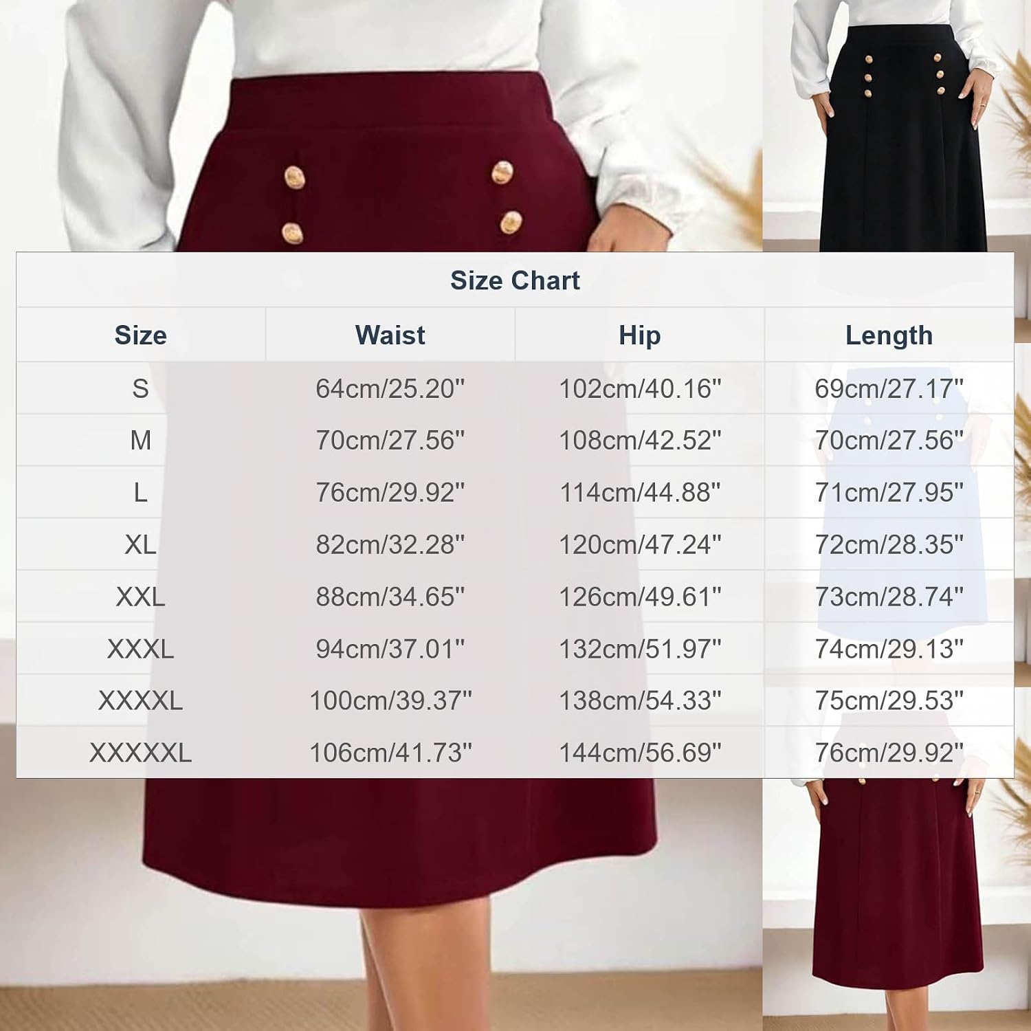 Women's High Waisted Midi Skirts Summer Business Skirt Flare Work A Line Plus Size Casual Solid Skirt with Pockets