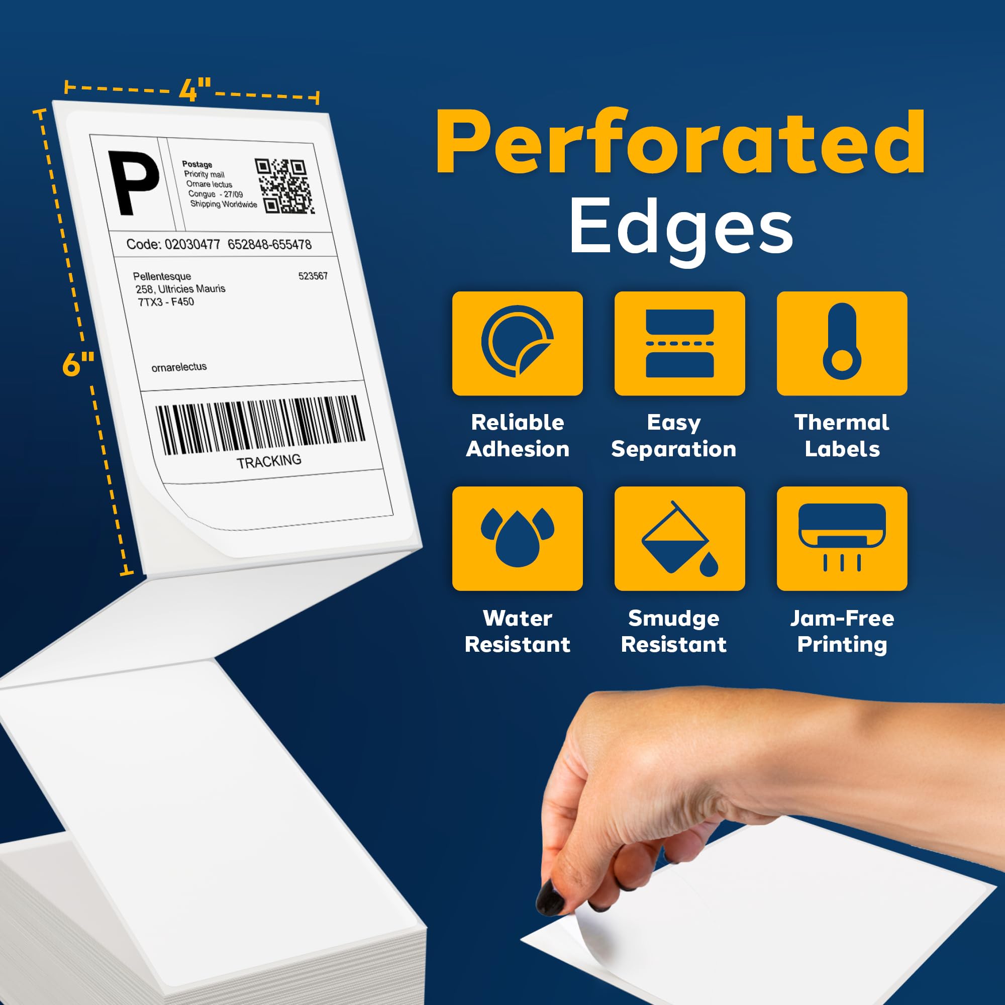 Etiquetas térmicas de 4 x 6, etiquetas de 4 x 6, etiquetas de envío, papel de etiqueta plegable de 4 x 6, suministros de envío y artículos esenciales para pequeñas empresas, etiquetas de