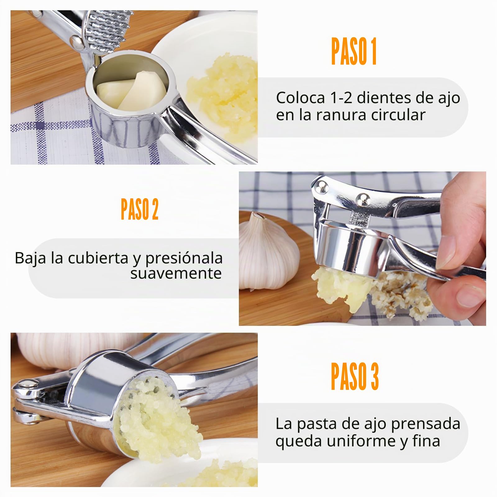 Prensa manual de ajos para cocina, pelador de ajos grande, pelador de ajos, prensa de ajos doméstica, pelador de ajos para carne picada fina y gruesa, prensa de ajos (B)