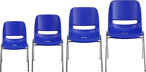 Miniatura 8 de BizChair Silla apilable ergonómica azul marino con marco cromado y asiento de 16 pulgadas de alto