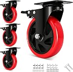 4" Caster Wheels, Casters Set of 4 Heavy Duty with Brake, Dual Locking Wheels 2200LBS, Swivel Caster Wheels with Top Plate, Industrial Caster Wheels for Workbench, Cart, Furniture
