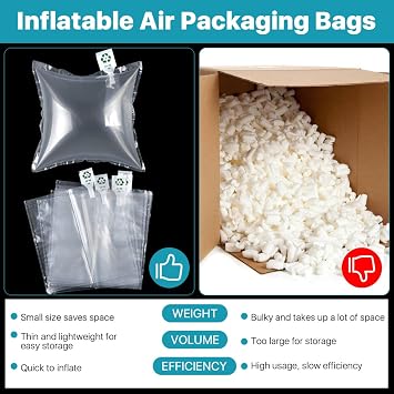 200 Pcs Packing Air Bags, Air Pillows for Shipping, Clear Plastic Air Cushion Bags, Inflatable Protector Bags with Free Pump for Moving, Shipping and Packaging, 7.9 7.9 In