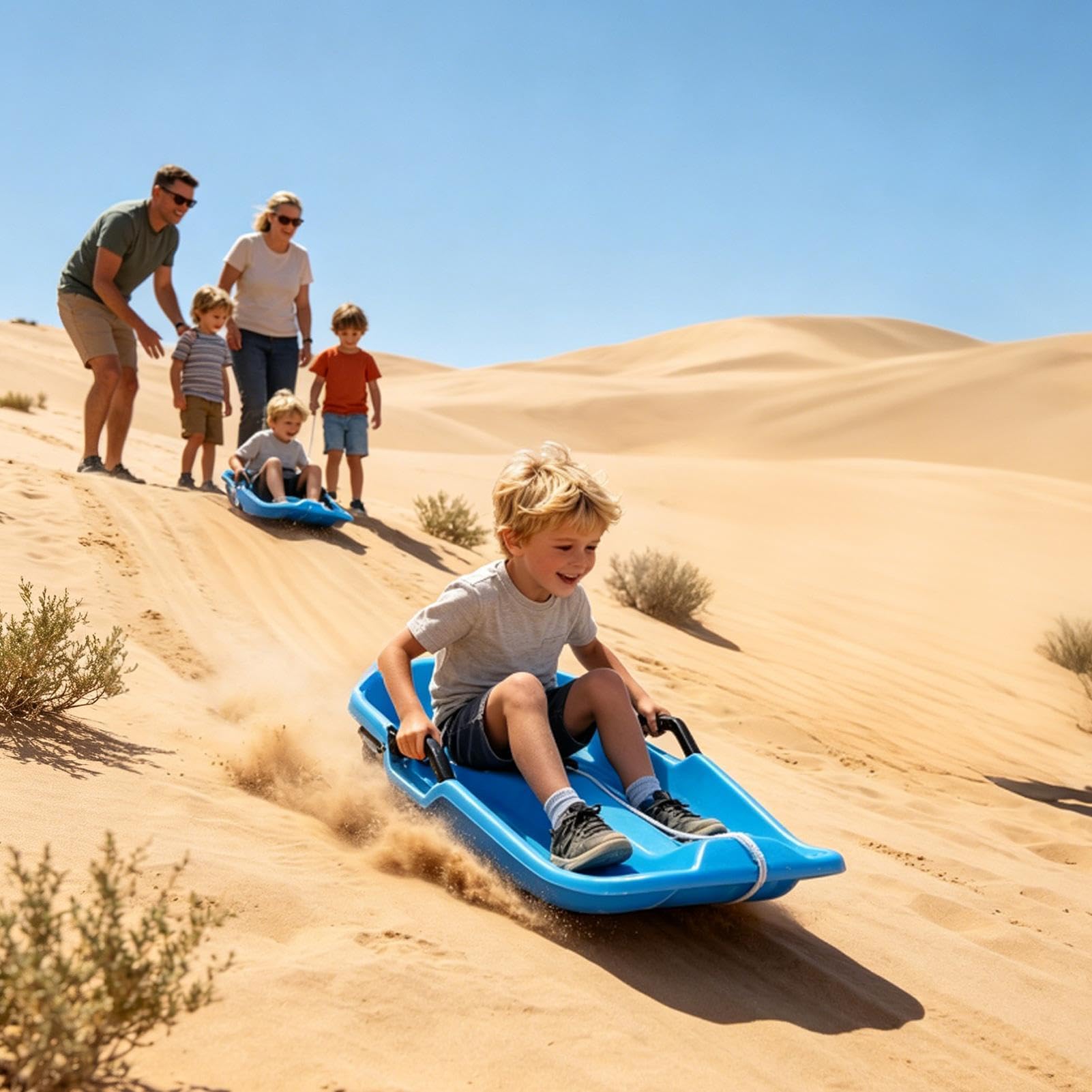 Kinder Schneeschlitten 2-Personen Tragbares Toboggan-Spielzeug Inklusive | Winter Schnee Rodel Board Für Sand Gras Hänge Abfahrt Mädchen Outdoor Spiel