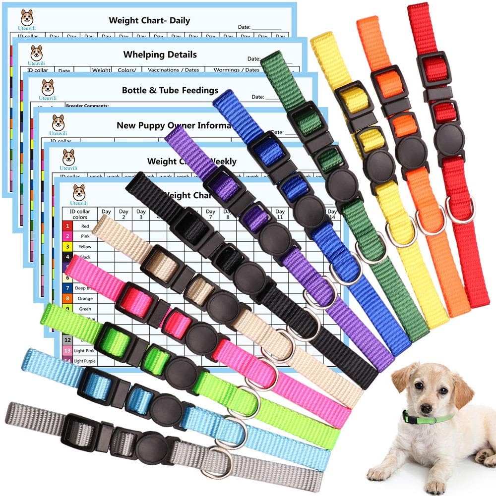 12 PCS Puppy Collars for Litter Puppy ID Collars Whelping