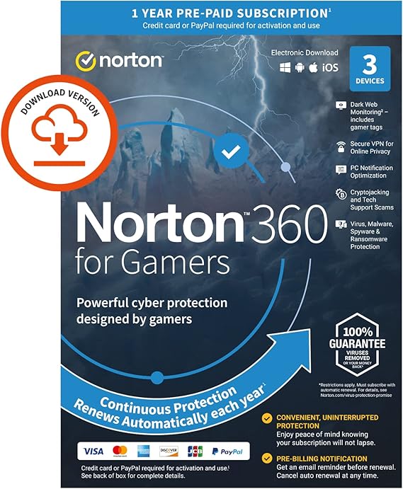 Norton 360 for Gamers 2023, Antivirus software 3 Devices and 1year