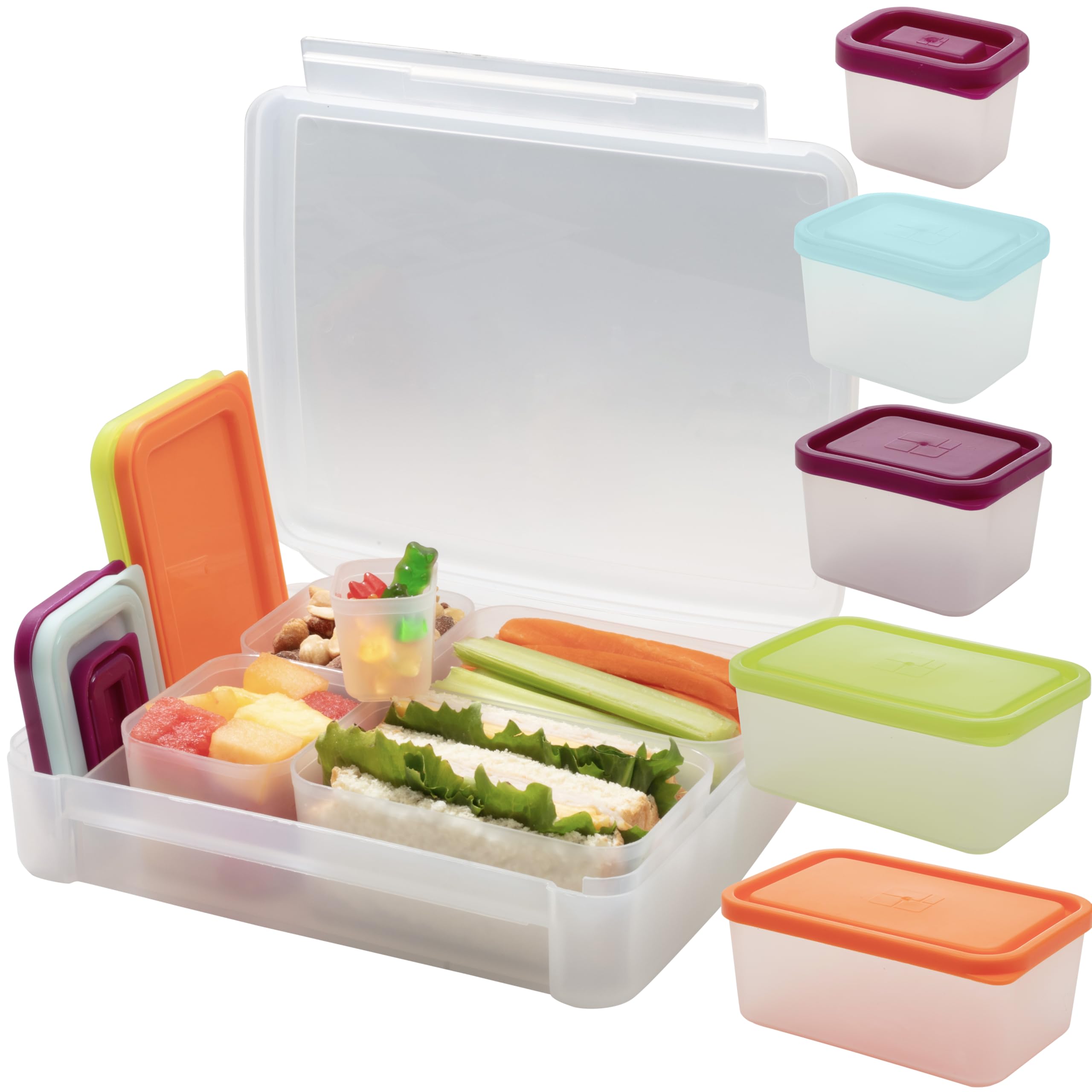 Bentology - Leak-proof Bento Lunch Box with 5 Removable Containers - Fruit / Multicolor