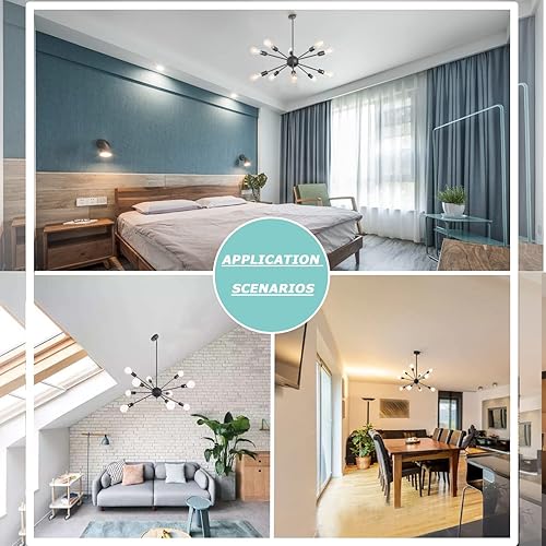 Miniatura 6 de Sputnik Candelabros de 10 luces modernas para comedor, altura ajustable, lámpara colgante de techo industrial vintage para comedor, isla de cocina,