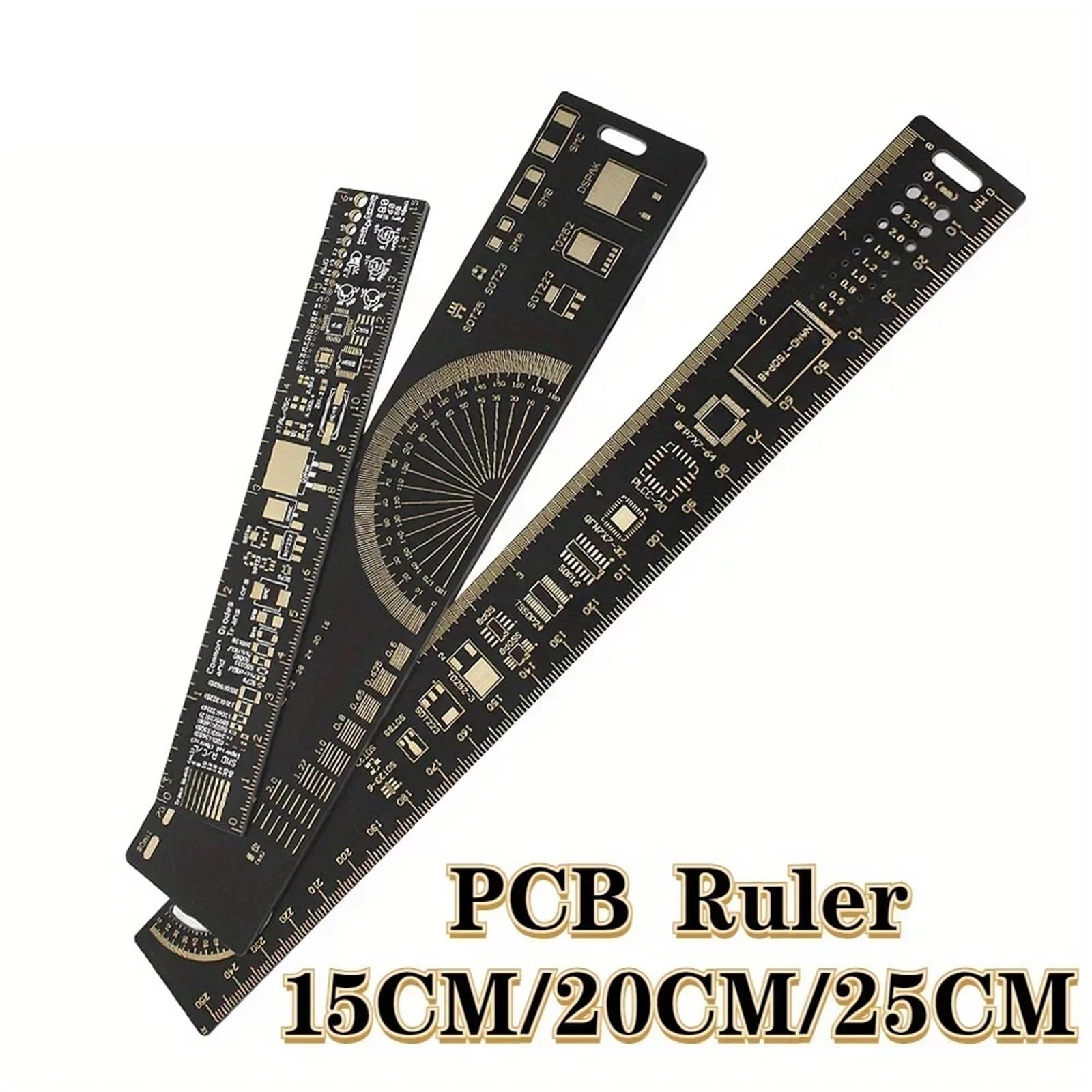 3 Tipi di Righello di Riferimento PCB 15 cm 20 cm 25 cm Strumento di misurazione Multifunzionale Chip condensatore IC SMD diodo Transistor(1 Set)