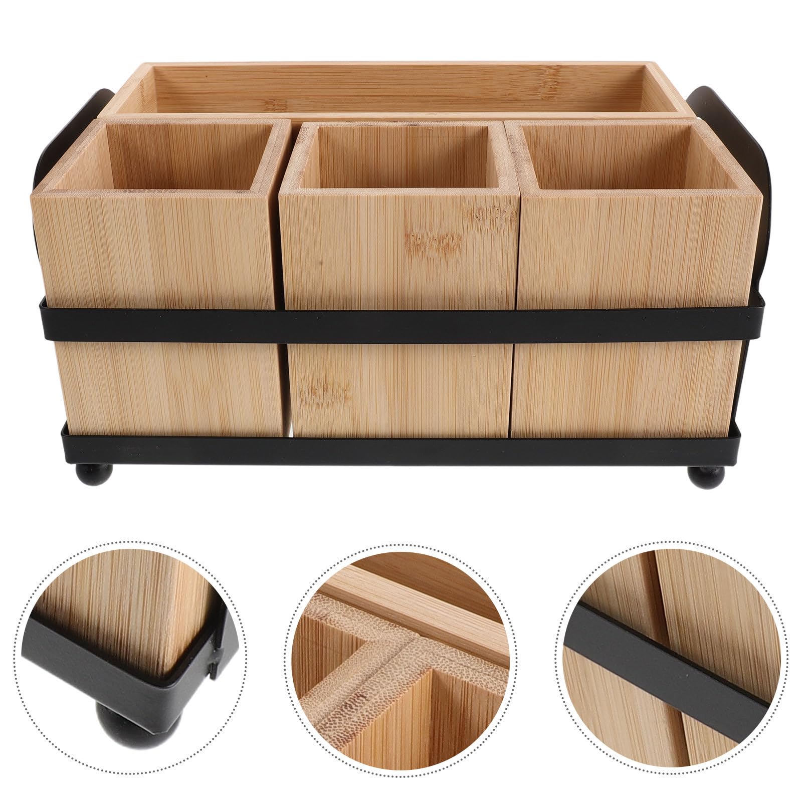 Toyvian Boîte de Rangement Bois pour Couverts et Ustensiles de Cuisine Support pour Couteaux Fourchettes et Baguettes Organisation Pratique pour Cuisine