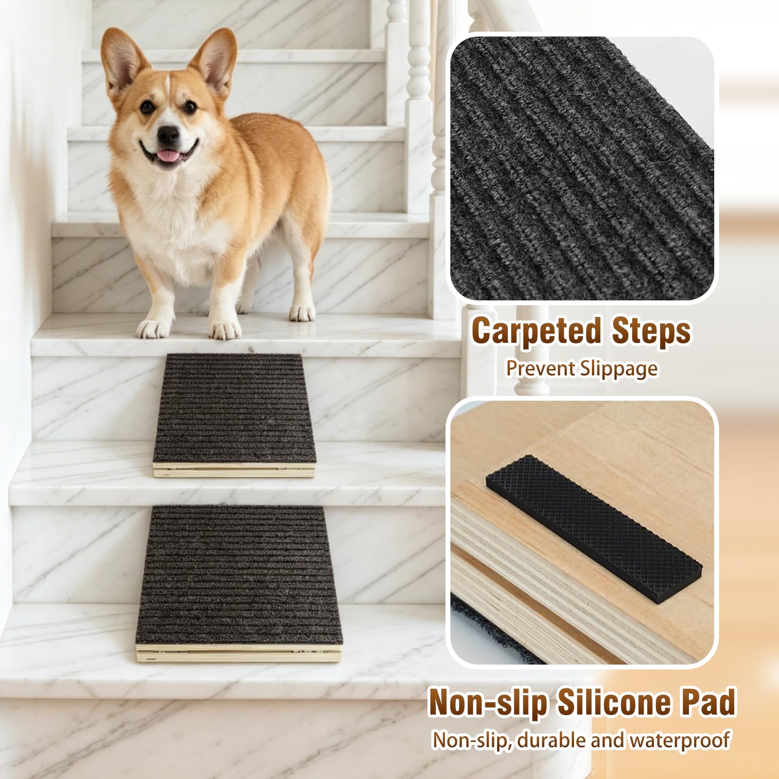 Rampe Chien, Escalier pour Chien Voiture Pliable, Antidérapant Et Sécurisé, Pas Besoin D’Assemblage, Rampe pour Animaux aux Pattes Courtes, Agés Ou Blessés