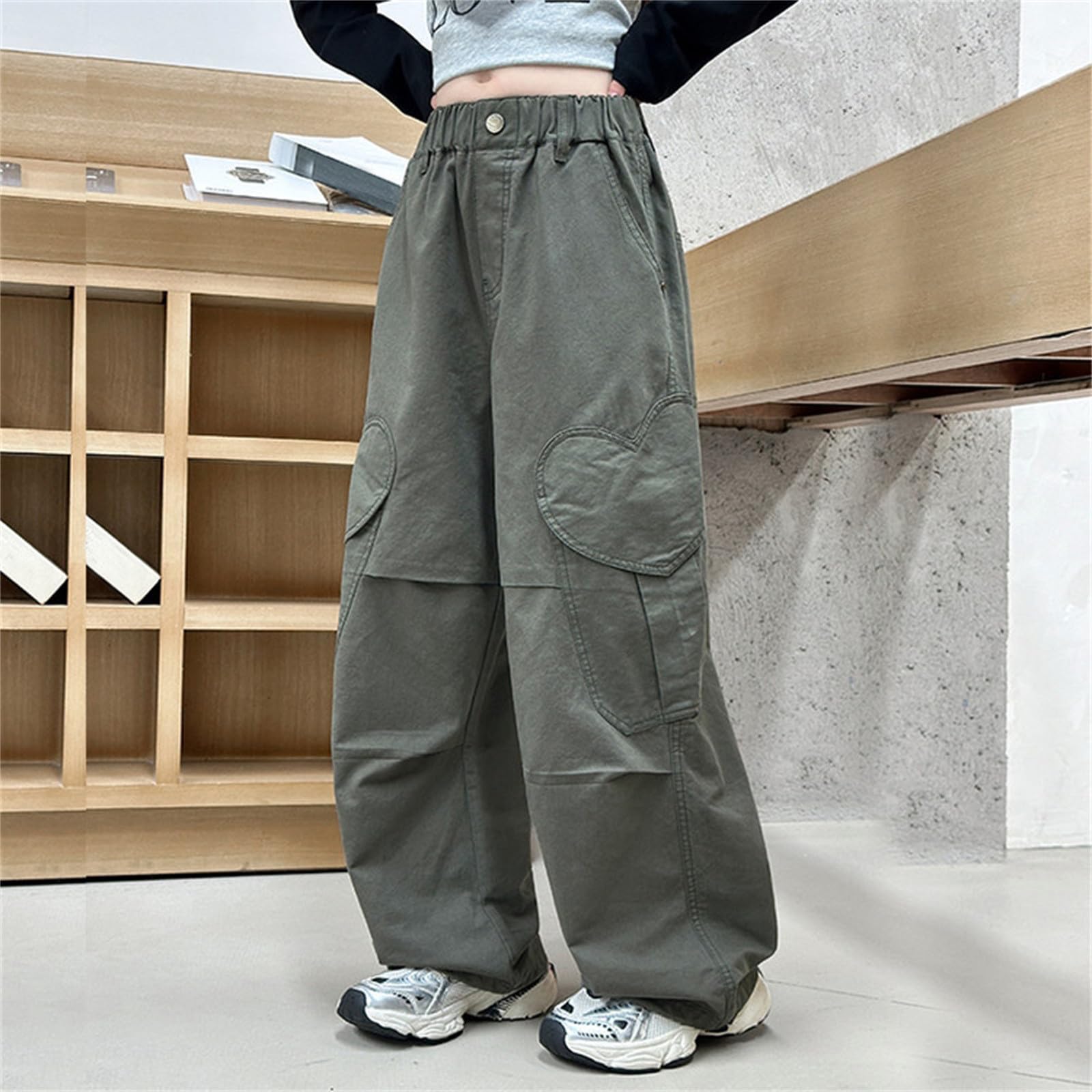 Pantalones Cargo Niña 2-12 Años Invierno Cálido Forro Polar Pantalón de Trabajo Ancho Casual Cintura Elastica Pantalon Trekking Adolescente Baggy Elasticos Cómodos Jogger Deportivo Outdoor