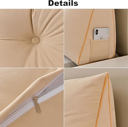 Miniatura 2 de Almohada de cuña para lectura, almohadas de terciopelo con relleno completo, para respaldo, cojín triangular para sentarse en la cama y descansar