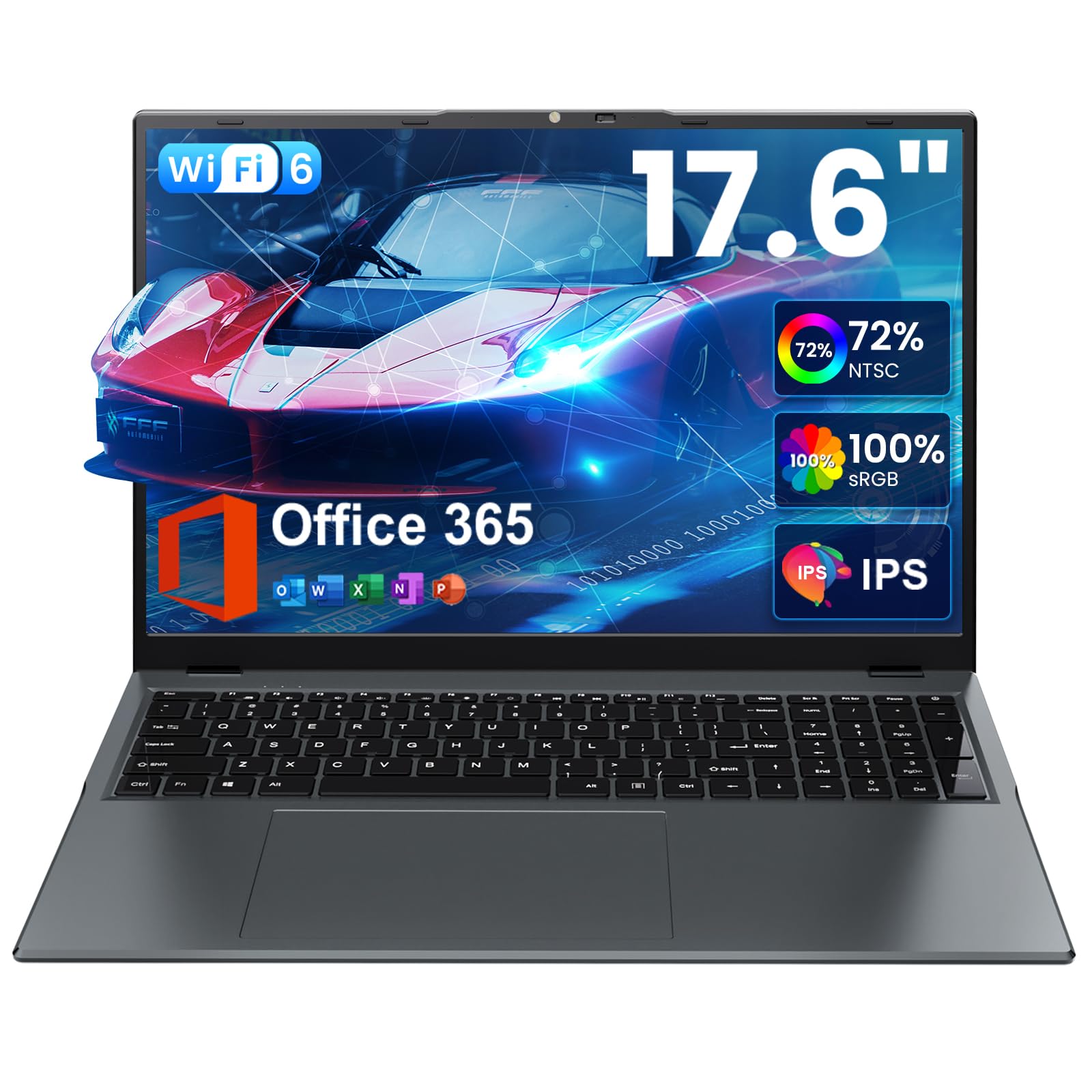 jumper 17.6 Inch Laptop with Office 365, N95 CPU,16GB RAM 1TB SSD+128GB Storage,100% sRGB FHD Display,Windows 11, Backlit Keyboard, WiFi-6,7000mAh, DC Fast-Charging,Laptops for Students and Business