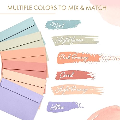 Miniatura 3 de Sobres A4 – Paquete de 120 sobres de colores pastel, 4 x 6, invitaciones, 6 colores pastel cálidos