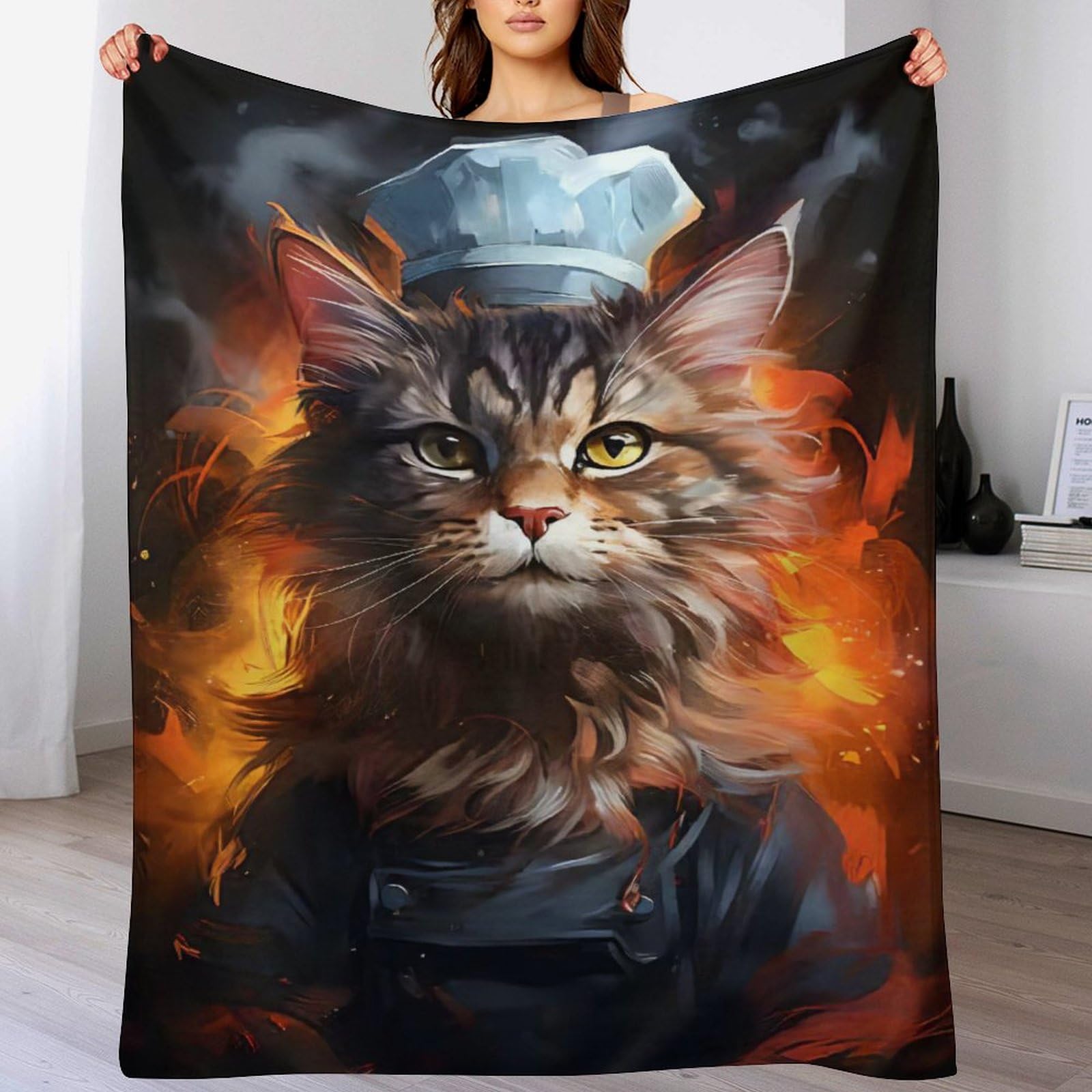Couverture 3D chat en flannel de 130x180cm lavable en machine