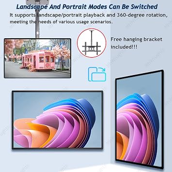 Commercial LCD Monitor, Slim Frameless Digital Kiosk with Smart Split Screen, 3840 x 2160p HD Screen, Supports WiFi/USB, Photos/Videos Can Be Played In A Loop NetworkVersion