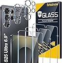 3 Pack Glass Screen Protector for Samsung Galaxy S25 Ultra [6.9 inch] + 3 Pack Camera Lens Protector, 9H Tempered Glass, Fingerprint Unlock, HD Clear Case Friendly Anti-Scratch