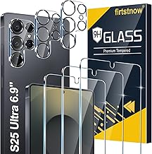 3 Pack Glass Screen Protector for Samsung Galaxy S25 Ultra [6.9 inch] + 3 Pack Camera Lens Protector, 9H Tempered Glass, Fingerprint Unlock, HD Clear Case Friendly Anti-Scratch
