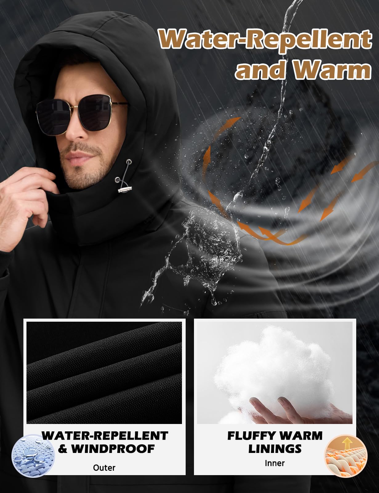 TOMEEK Chaqueta Hombre Invierno Abrigo Largo Hombre Cálido Acolchada con Capucha Cremallera Parka Casual Chaquetas Cazadora Viento Abrigos Coat Chaquetón con Bolsillos