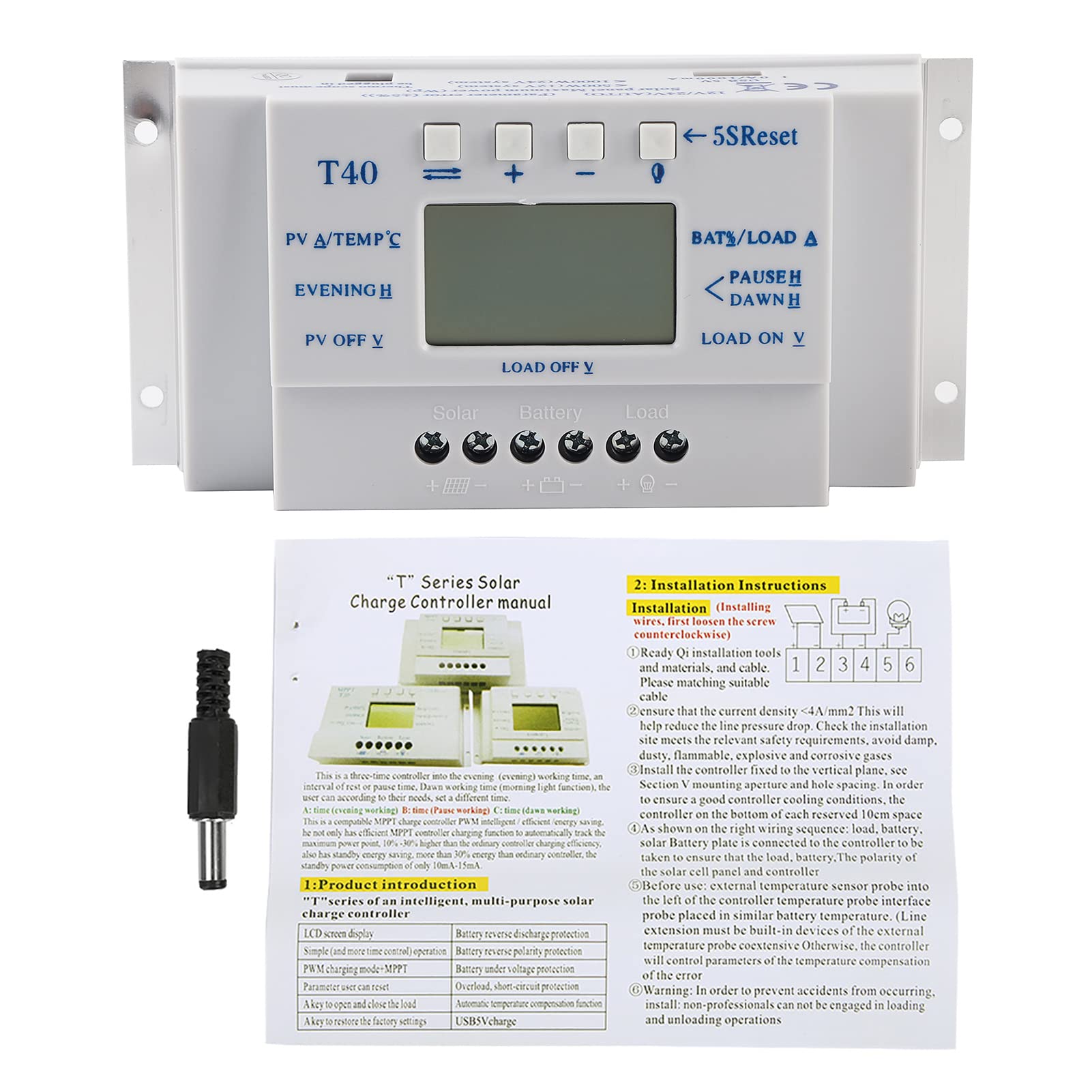 Haofy Zaawansowany Automatyczny Regulator ładowania Słonecznego MPPT 12 V 24 V Wyświetlacz LCD do Oszczędzania Energii Systemu Oświetlenia Ulicznego
