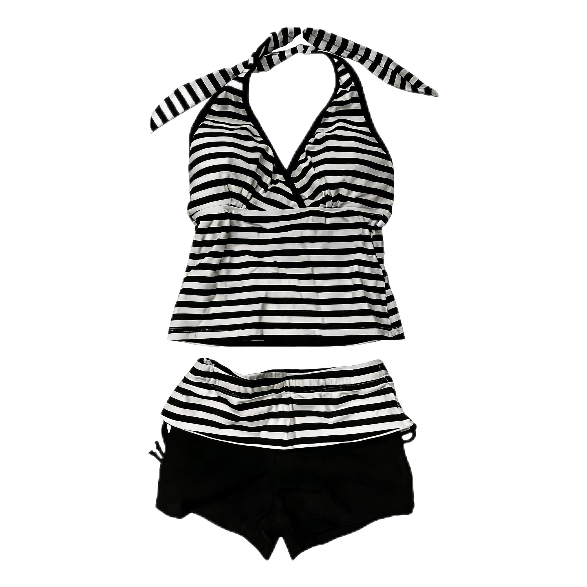 Summer 2 Pieces Striped Beach Bikini Set, Y2k Sexy Floral Print Halter Swimsuit Set 2000s Aesthetic Streetwear-image-46