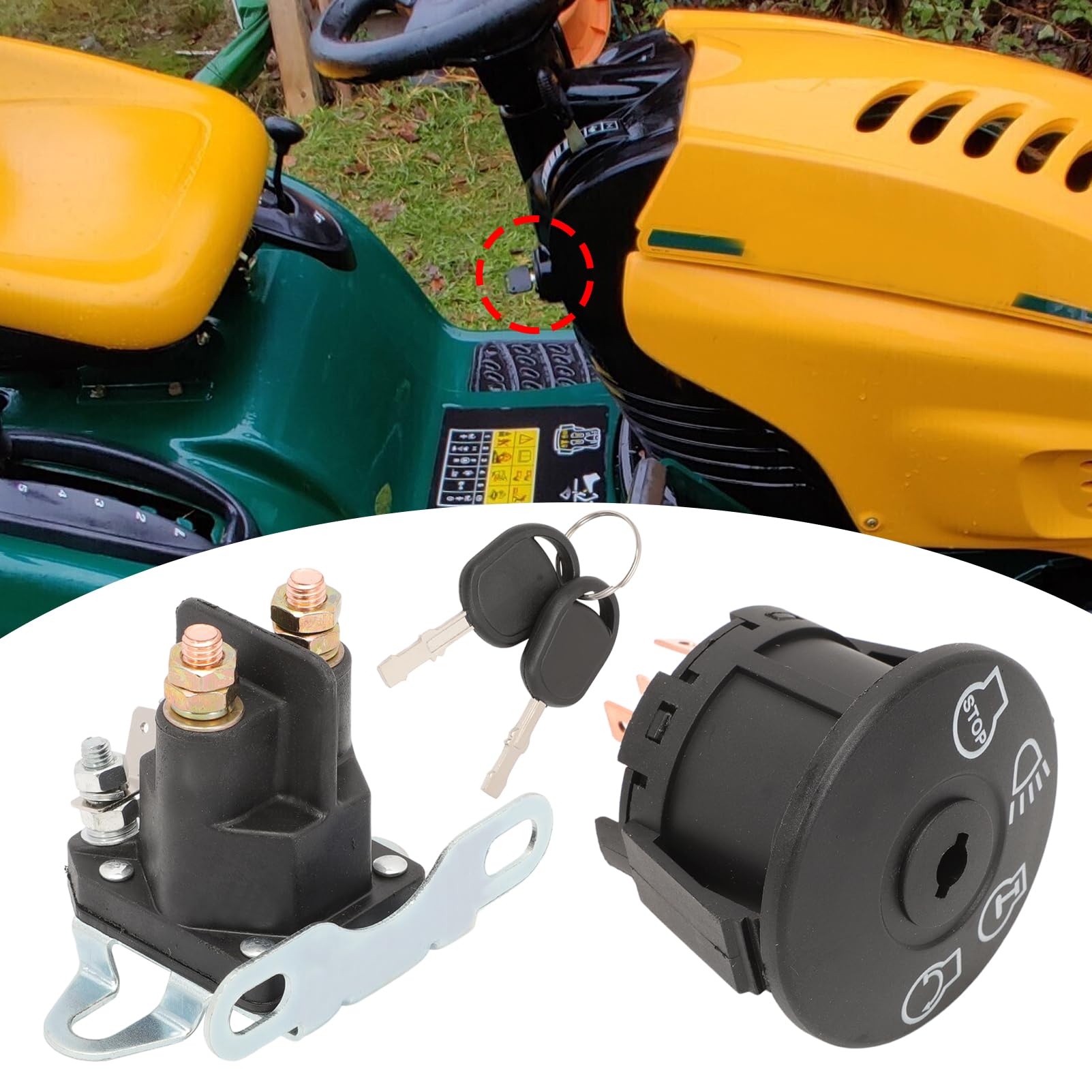 Kit de serrure d'allumage magnétique pour tracteur Husqvarna MTD H-n-da Bolens Toro Castelgarden Stiga Murray AYP Briggs Stratton Démarreur d'allumage Interrupteur de démarrage MTD Tracteur à