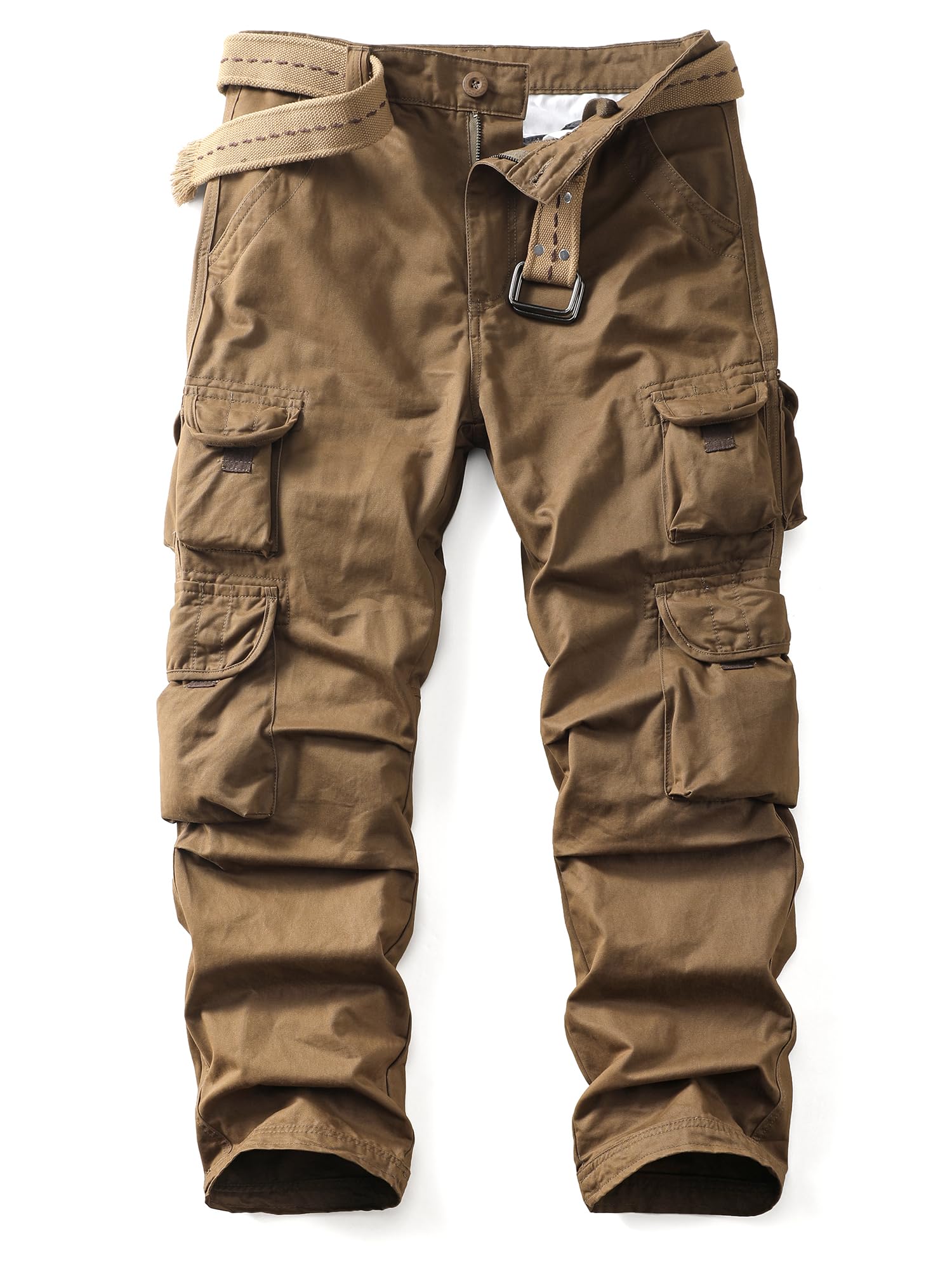 AKHIKING Men's Camo BDU Cargo Tactical Ripstop Casual Lightweight Baggy Combat 100% Cotton Pants with 8 Pockets(No Belt)