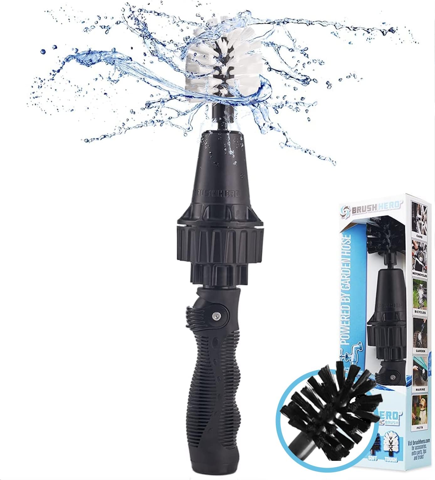Brush Hero Wheel Brush Auto Cleaning Kit Water, Powered Rim Cleaner