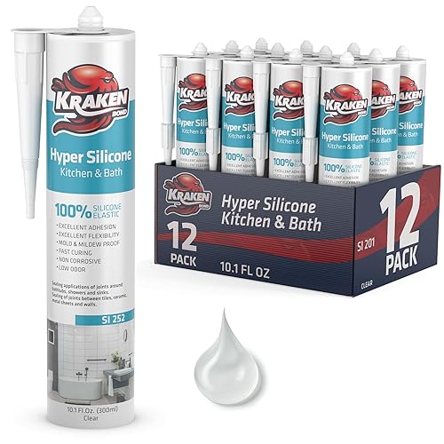 Miniatura 7 de Kraken Bond Sellador de silicona impermeable transparente  Sellador de baño y cocina sellado antiencogimiento sellador de silicona sanitaria para