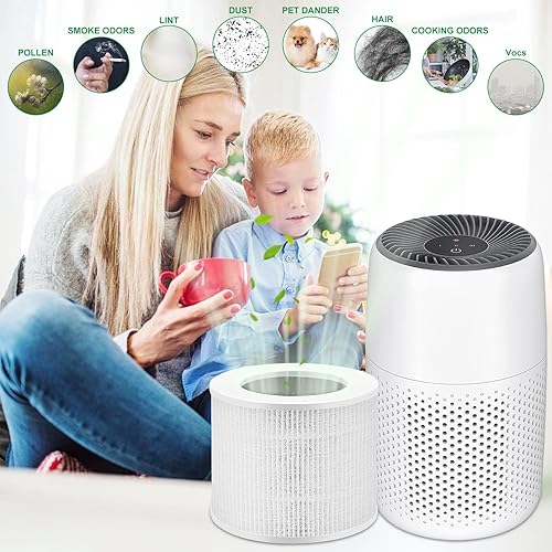 Miniatura 5 de Paquete de 3 mini filtros de núcleo compatibles con LEVOIT, filtro de aire 3 en 1 con filtro de repuesto Hepa de carbón activado, filtro de alta