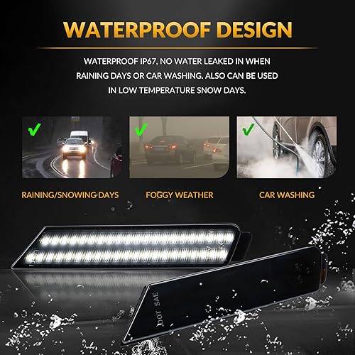 Miniatura 3 de Luces LED de marcador lateral para parachoques delantero, reflectores blancos para Chevy Camaro 2010-2015, 2 unidades, lente ahumada