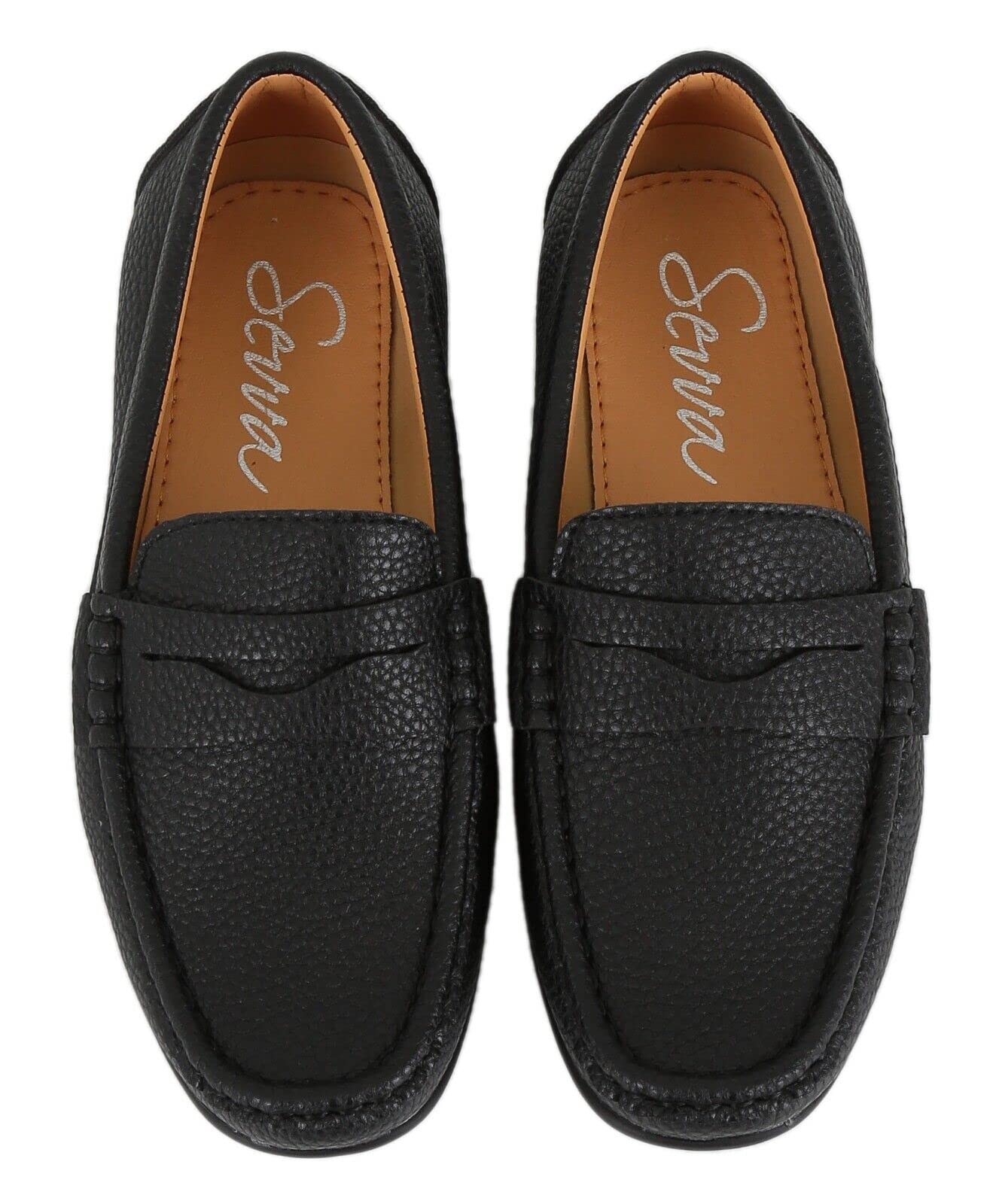 Mocassino da Ragazzo in Ecopelle con battistrada, Mocassino da Sposa, Classico, Elegante, Casual, Mocassino, Scarpe Nero Piatte Taglia UE 24