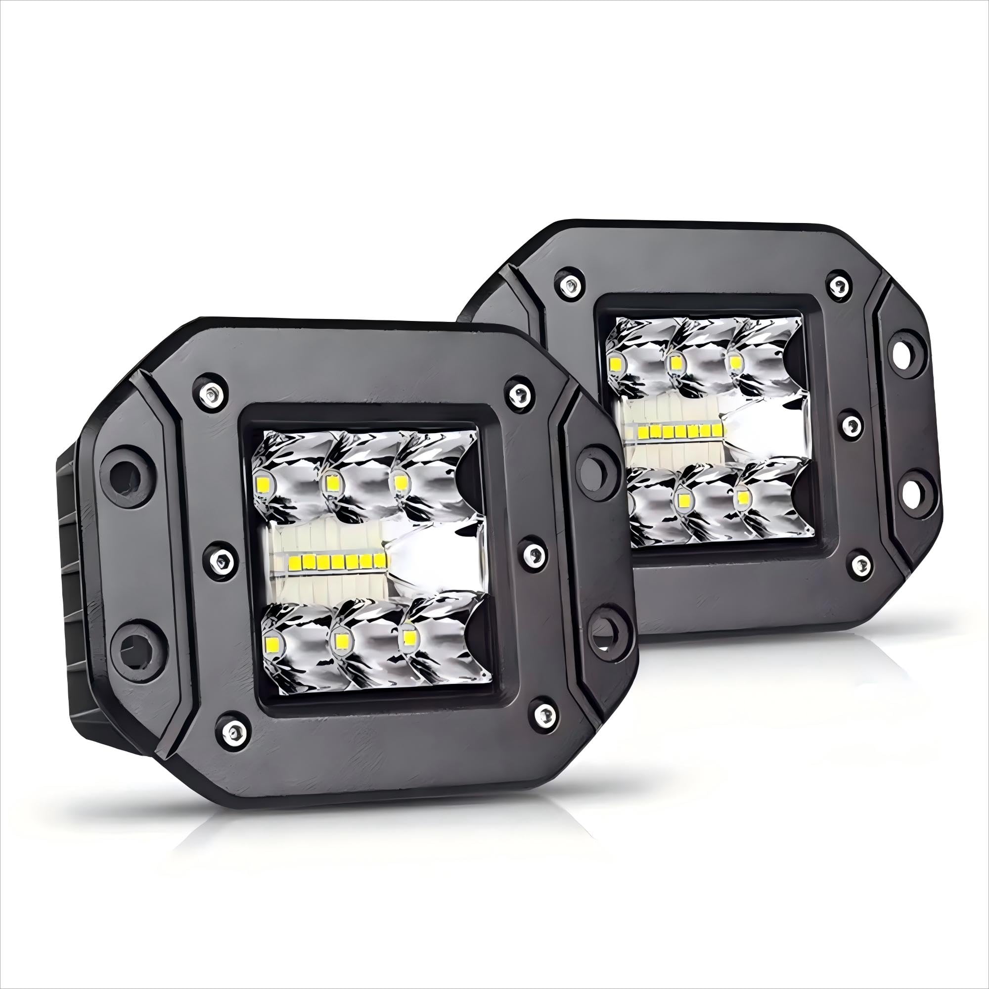 Phare de travail LED 12 V / 24 V, 2 x 5 pouces Phare LED à montage encastré Pods cube Éclairage supplémentaire tout-terrain pour tracteur, voiture, SUV, excavatrice
