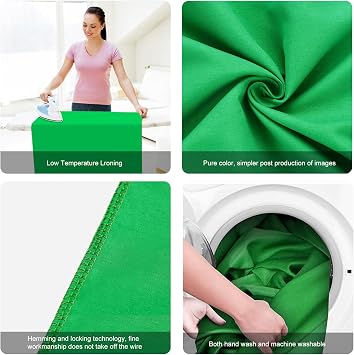 PULUZ 9.9x6.6ft Green Screen Backdrop with Clips, Chroma Key Background