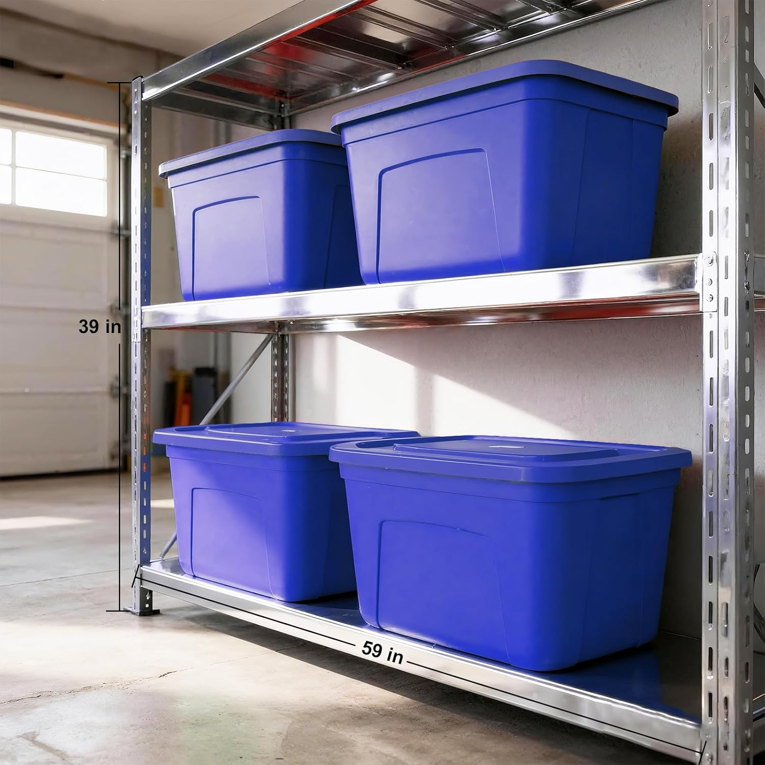 Storage Bins with Lids - Made in USA 18-Gallon (72-Quart) 4-Pack Storage Totes with Lids, Plastic Stackable Containers Large Storage Boxes for Home and Office Organization Blue/Blue