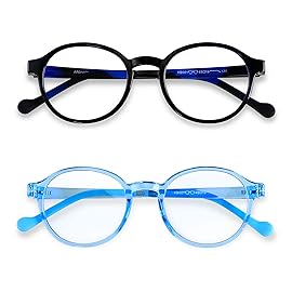 ANDWOOD Blue Light Glasses Kids Girls Boys Computer Gaming Anti Blue Ray Age3-12 Unbreakable TR90 Frame With Case Black