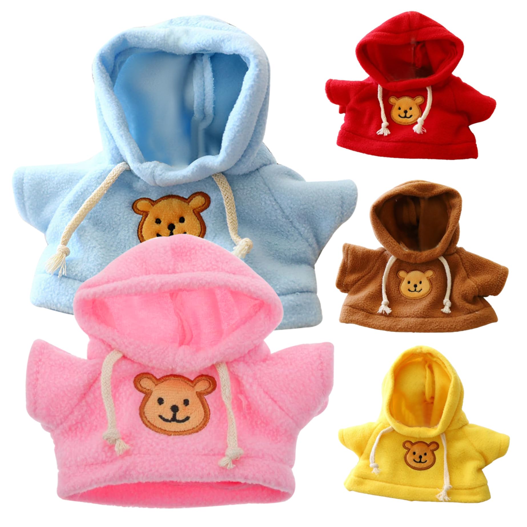 Doll Clothes Set - 5Pcs Bear Clothes Hoodie, Fit 6-8 Inches Bears, Cute Stuffed Animals DIY