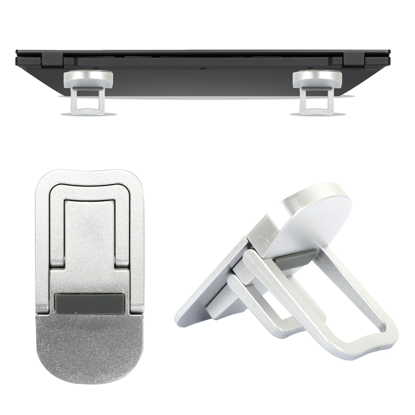2PCS Black Keyboard Riser Stand Portable Foldable Laptop Feet with Self-Adhesive Adjustable Mini Keyboard Elevator for Most Laptops